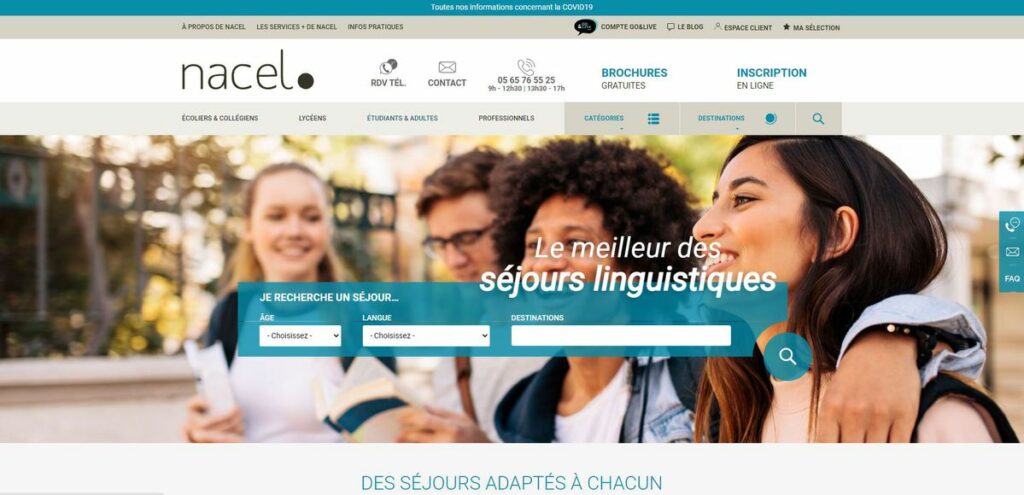 Nacel pour partir en séjour linguistique apprendre l'anglais